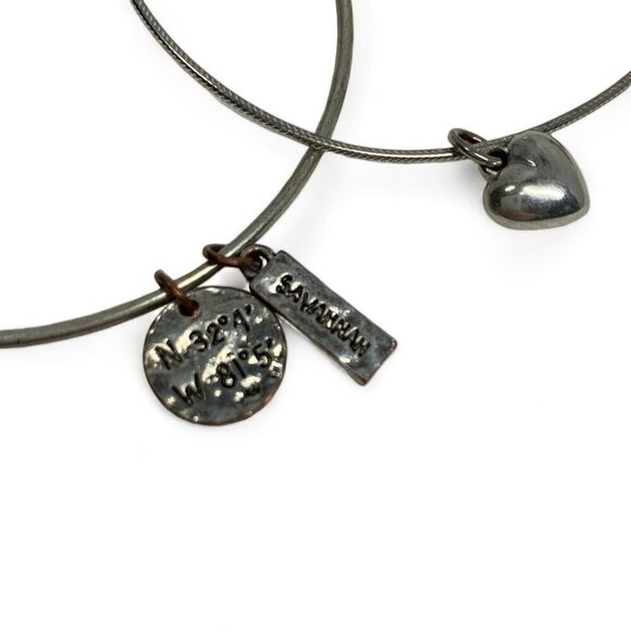 Lot of 8 Assorted Silver Tone Charm Bracelets Expandable - Picture 8 of 11